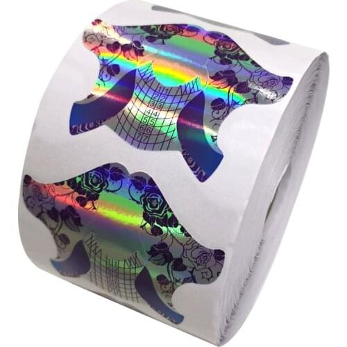 500Pcs/Roll Professional Laser Adhesive Nail Form Tips Acrylic UV Gel Tips Extension Builder Nail Form Guide Stencil