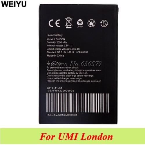 For UMI London Battery 2050mAh Bateria Batterij Accumulator