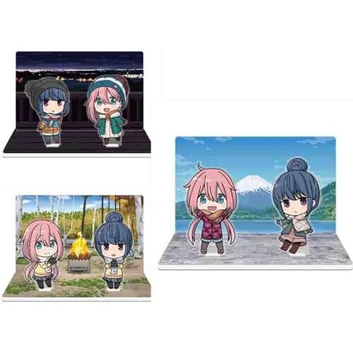 Anime Laid-Back Camp Inuyama Aoi Shima Rin Kagamihara Nadeshiko Acrylic Scene Stand Figure Model Plate Cartoon Tabletop Toys