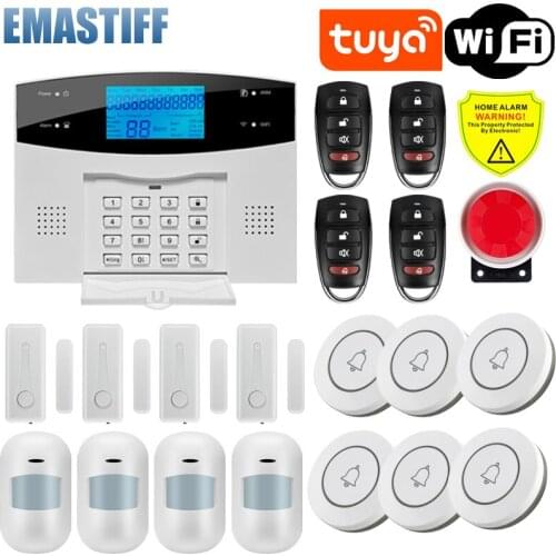 Wireless WIFI GSM Home Security Alarm System For Tuya Smart Life APP With Motion Sensor Detector Compatible With Alexa & Google
