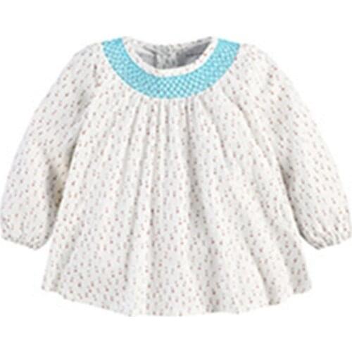 Little Maven New Children Clothing Autumn Spring Lovely Floral Printed O-neck Embodery Smock Woven Cotton Girls Casual Blouses