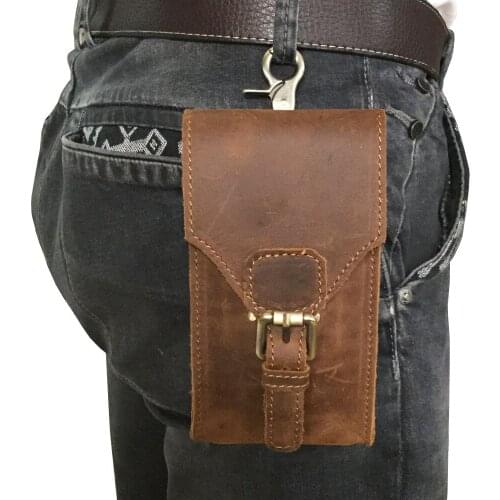 Genuine Leather Mobile Phone Cover Case Pocket Hip Belt Pack Waist Bag Father Gift for LG Q7 ALPHA DOOGEE BL9000 For HTC U12