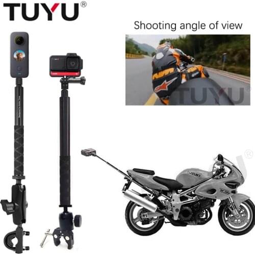 TUYU Motorcycle Camera Holder Handlebar Mount Bracket for GoPro DJI & Insta360 One R X2 Invisible Selfie Stick Bike Clamp