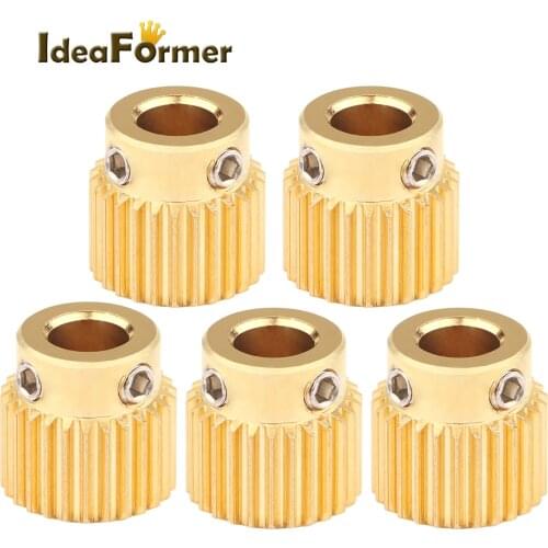 5pcs Copper Extrusion Head Gear 26 Teeth Bore 5mm 3D Printers Diameter 11mm For MK8 MK Extruder Part 26Teeth Brass