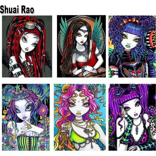 Diy diamond painting Gothic Big Eyes Girl diamond embroidery wall pictures full Square round drill mosaic Cartoon Pattern Gift