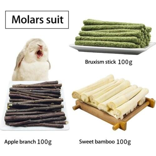 Pets Chew Toys Sweet Bamboo Apple Tree Branch Timothy Hay Sticks Natural Wood Snack Toys Suitable for Bunny Chinchilla
