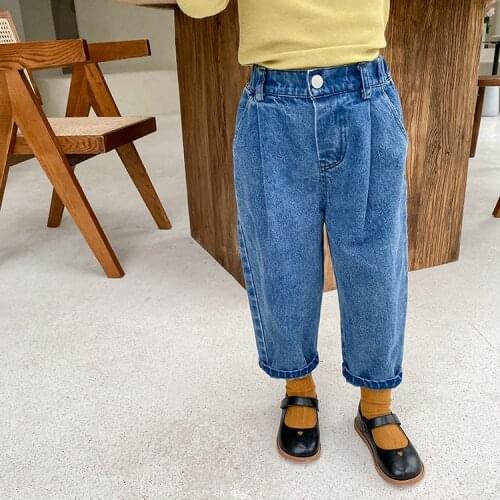 2021 new Spring Summer Children kids boys girl jeans pants Trousers Casual Solid Color Girls Fashion Clothes