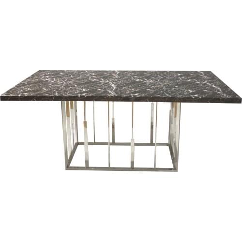 Chinafurniture Modern Designs pattern MDF board rectangular table top stainless steel leg marble dining table home