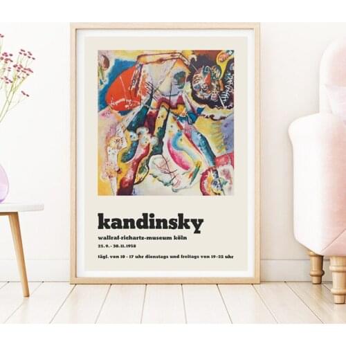 French Wassily Kandinsky Art Canvas Print Abstract Painting Mid Century Modern Wall Art Picture Museum Exhibition Poster Decor