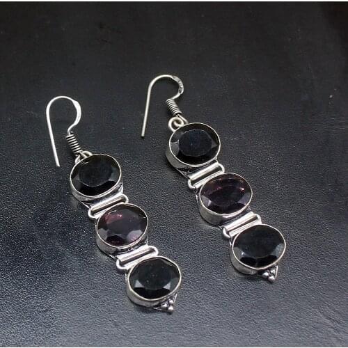 Gemstonefactory Big Promotion 925 Silver Gallant Design Purple Amethyst Jewelry Women Ladies Gifts Dangle Drop Earrings 20212124