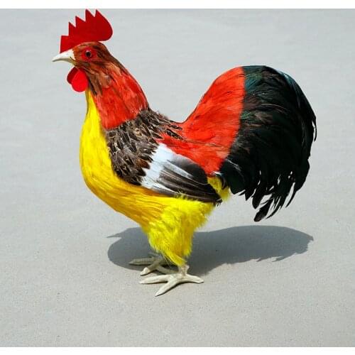 Simulation Animal Chicken Feather Poultry Lucky Decoration Big Rooster Static Model Wedding Celebration Zodiac Chicken Decoratio