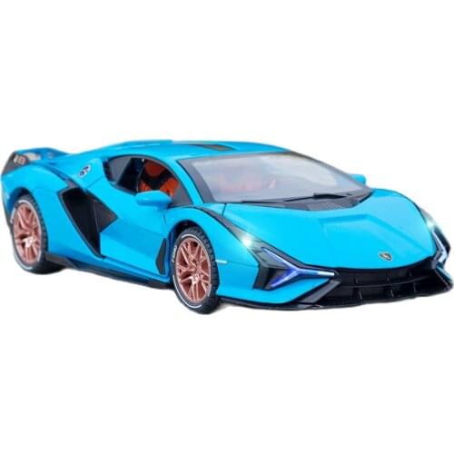 Lamborghini Sian FKP 37 Light and Sound Version 1:24 Alloy Luxury Vehicle Model Diecast Pull Back Cars Toy Collection