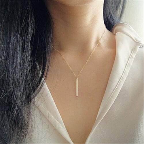 Hot Selling New Fashion Vertical Bar Pendant Necklace Simple Design Bar necklaces For Women