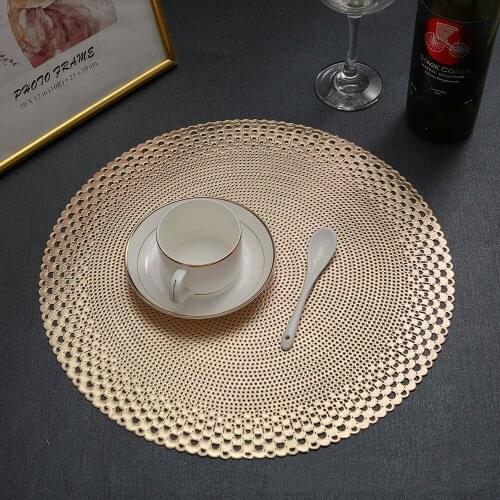 Hot Hollow Round Pvc Placemat Table Mats Coaster Pads Heat-resistant Wipeable Waterproof Anti-slip Pad Home Decor