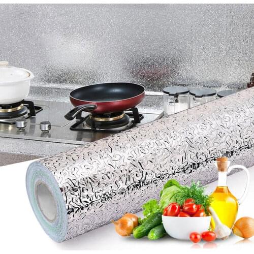 Multi-Size Kitchen Oil-proof Waterproof Stickers Aluminum Foil Kitchen Stove Cabinet Self Adhesive Wall Sticker DIY Wallpaper W