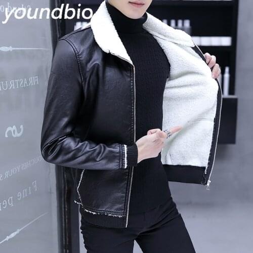 Mens Leather Jackets Motorcyclist Jacket Autumn Winter Fashion Keep Warm Stand Collar PU Coats Men Fashion Outerwear