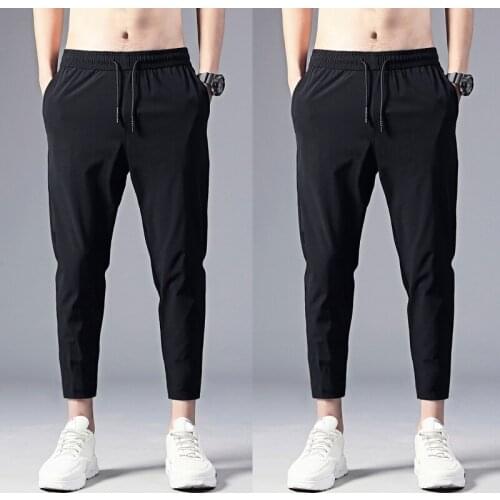 Men Casual Running Pants Lightweight Breathable Quick Dry Hiking Running Outdoor Sports Pants Adjustable Waist Training Pant ZJ5