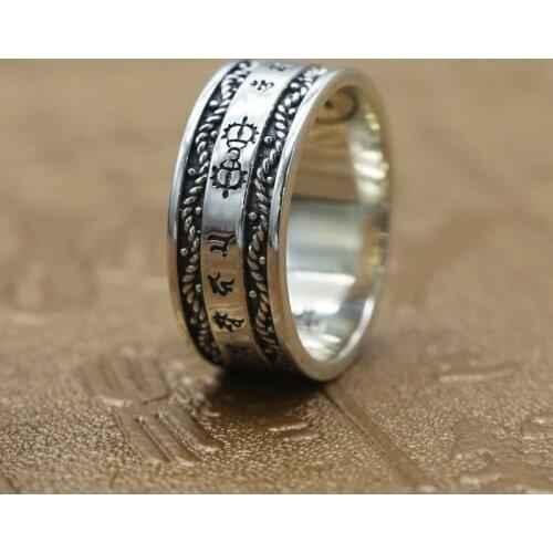 FNJ 925 Silver Ring Vajra New Fashion Jewelry S925 Sterling Silver Rings for Women Men Size 7.25-11 bague