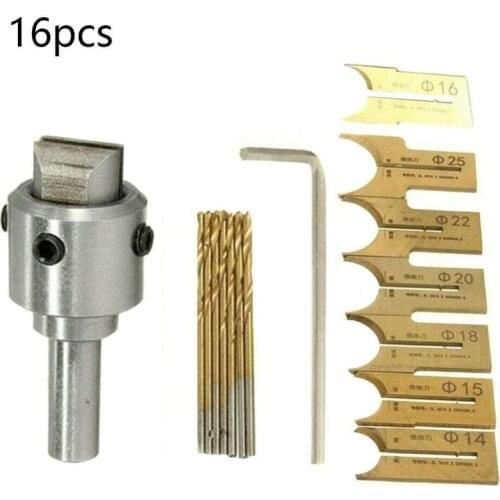 16pcs Woodworking Tool Set Carbide Wood Bead Maker Drill Bit Milling Cutter Kit 14/15/16/18/20/22/25m Wood Cutter Machine