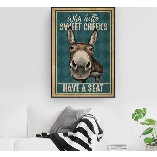 Wall Art Home Decoration Funny Donkey Why Hello Sweet Cheeks Canvas Paintings Pictures HD Prints Modular Poster For Living Room