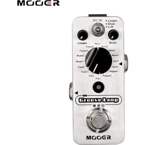 Mooer Groove Loop Guitar Effect Pedal Drum Machine Looper Pedal 3 Modes 8 Drum Groove Styles Tap Tempo Guitar Effect Processor