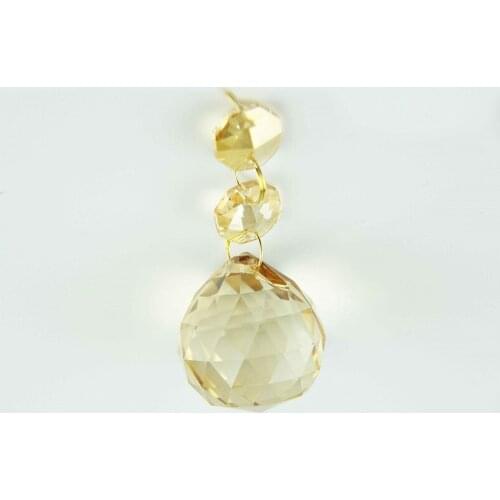 30mm Gold Champagne Crystal Faceted Ball Hanging Chandelier Pendant With Octagon Beads Chandelier Pendants Free Shipping