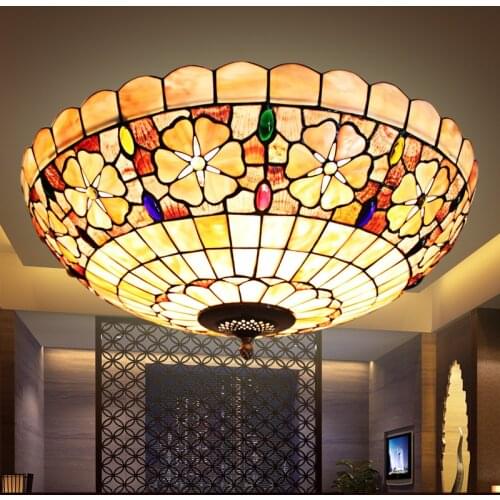 Led Turkish Bohemia natural shell ceiling lights Tiffany Mediterranean style lustres kitchen living room bar ceiling lamp