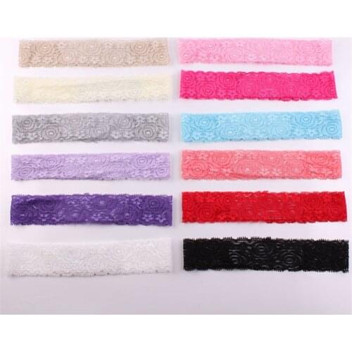 10pcs Lace Knitted Hairband ribbon hollowed elastic lace band in floral pattern soft Headband DIY Accessories Fashion Head wrap