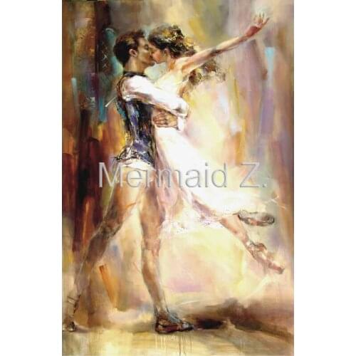 Hand Painted Abstract Simple Design in Purple Dress Elegant Musician Lady Art Oil Painting