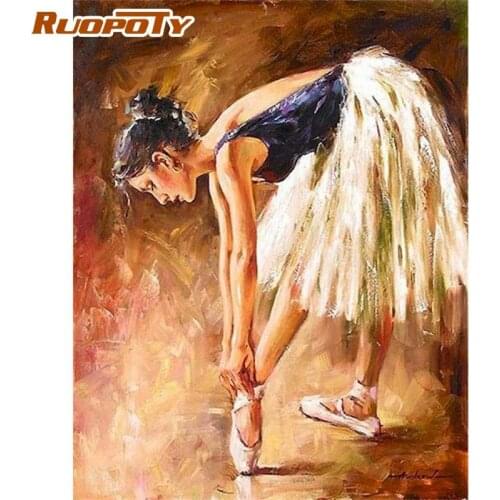 RUOPOTY 40x50cm Frame Painting By Numbers Kits For Adults Bend Ballet Dancer Figure Paint Kits Handmade Home Decors Unique Gifts