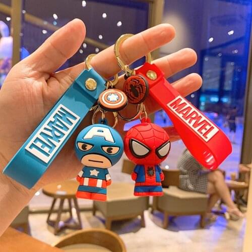 Cartoon Silicone Creative Car Keychain Bag Pendant Doll Bag Decorated Spider-Man Key Chain Boy Gift New Iron Man Keyring