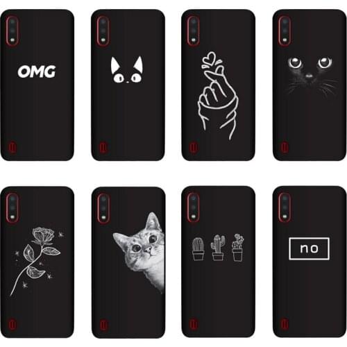 QAQsam Silicone Cover For Samsung Galaxy A01 A015F SM-A015F/DS Case Painting Flower Cat Moon Matte Phone Cases Funda