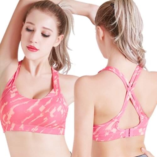 Camouflage Print Sports Bra Top Sexy Yoga Bra Push Up Brassiere Cross Strap Back Sport Femme Fitness Sujetador Deportivo