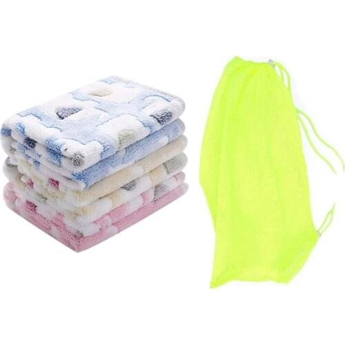 Pet Cat Grooming Washing Bath Bag, Polyester Mesh Bag & 1 Pack 3 Blankets Super Soft Fluffy Premium Coral Fleece