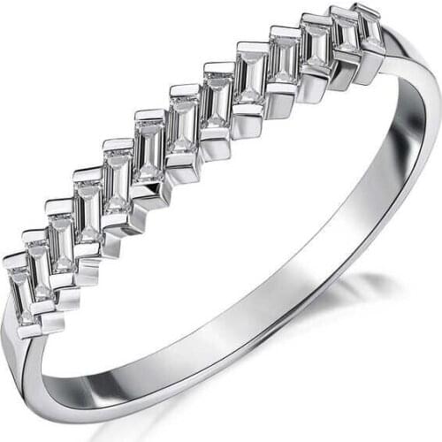 Tevuli 925 Sterling Silver Row Baget Cubic Zirconia Women Ring
