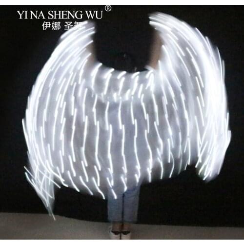 1Pc 100% Silk Belly Dance LED Veil 4 Colors Belly Dance Stage Performance Props Belly Dance Accessories LED Silk Veils 5 Sizes