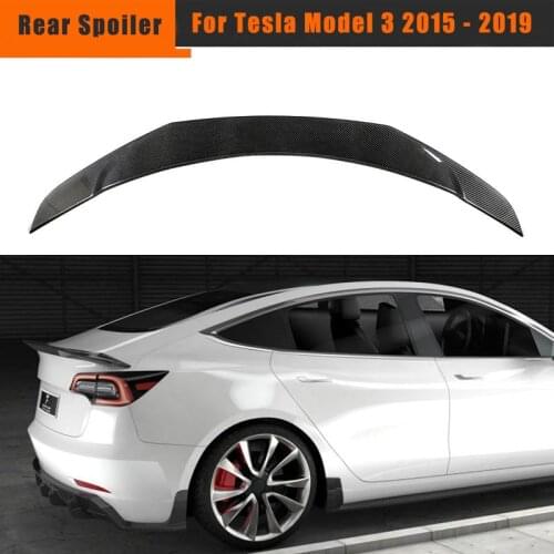 Car Rear Trunk Boot Lip Wing Spoiler For Tesla Model 3 2015 - 2019 Rear Trunk Wing Spoiler Carbon Fiber