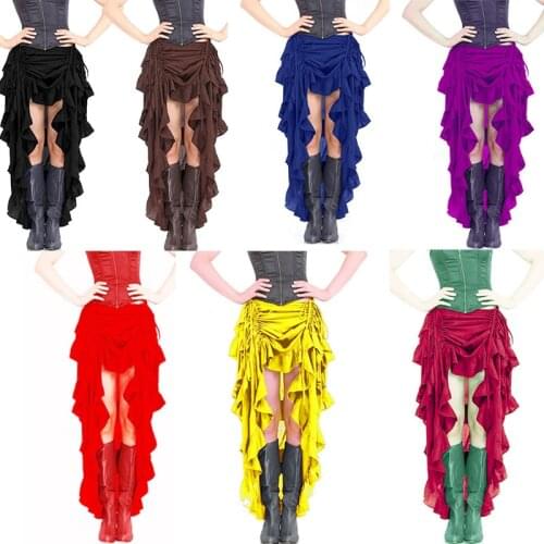Steampunk Gothic Skirt Women Clothing High Low Ruffle Party Skirts Lolita Red Medieval Victorian Punk Skirt plus size 6XL