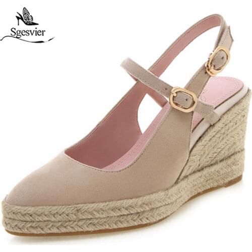 Sgesvier big size 33-44 summer sandals for women buckle high heels sandals elegant platform wedges sandals women prom shoes G585