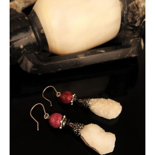 Dr Stone Natural Stone Women 'S Quartz and Agate Stone Earrings NRS897 439799767