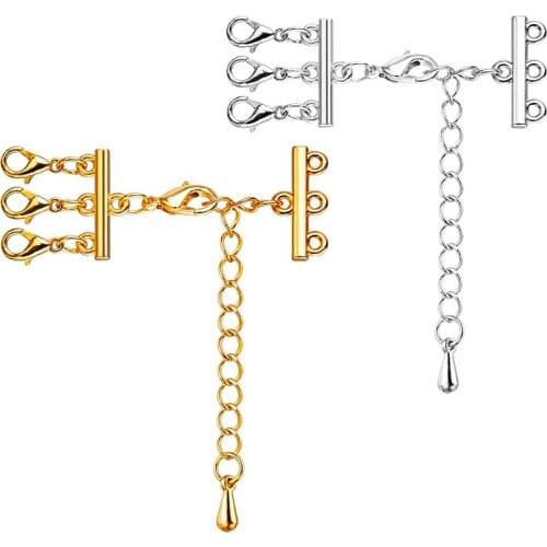 2 Sets Multi Strand Clasps with Lobster Clasps Extender Chain Necklace Bracelet Connectors for DIY Jewelry Making Findings