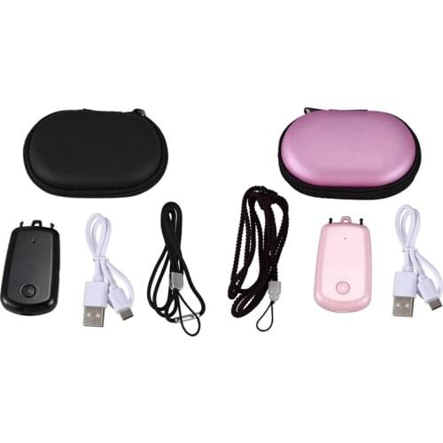 2set Hanging Neck Air Purifier, Portable Car Oxygen Bar 230MAH Battery Negative Ion Air Purifier(Pink&Black)