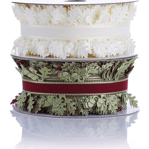 20 meters/roll) 40mm Handwork diy Rope Braided With Green Leaves Lace Home Decoration White Rope Handmade Garland Lace