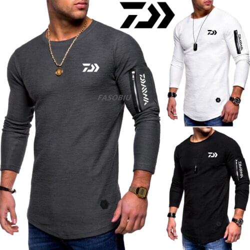2021 New Men Fishing Clothing Long Sleeve Outdooe Breathable DAIWA T Shirts Plus Size Cotton Fishing Clothes Sports Cashmere Tee