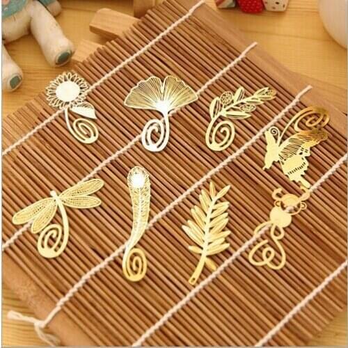 3PCS Small Stationery Lovely Gold Index Antique Plated Butterfly Dragonfly n Statioenry Children 807 Paper Metal Bookmark