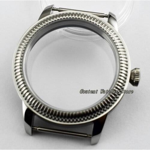44mm Sterile 316L Steel Watch Case Wristwatch Shell Fit ETA 6497/6498 Seagull ST36 Movement
