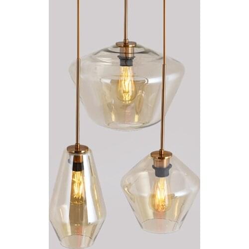Amber Globe Lamp Shade Copper Glass Chandelier Villa Crystal Simple Creative Bedroom Dining Room Living Room Lamp