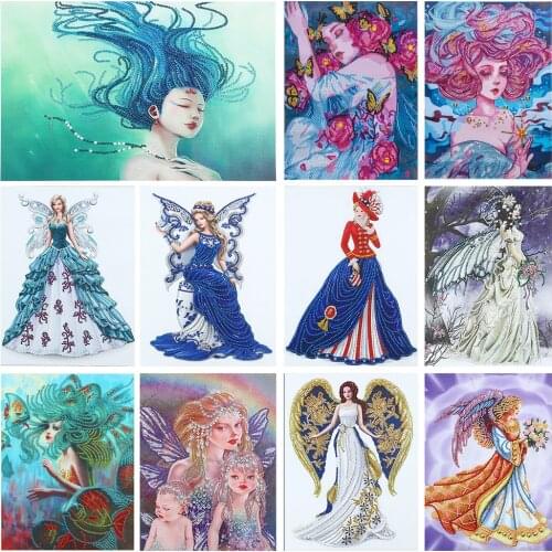 5D DIY Art Diamond Painting Butterfly Girl and AngelGirl Pattern DiamondMosaic Full Embroidery Cross Stitch Home Decoration Gift