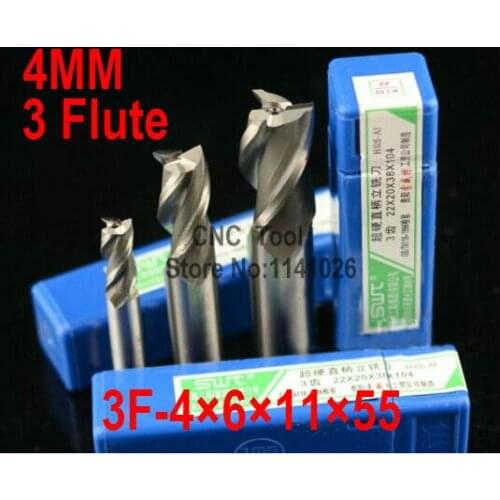 Free Shipping 5 pcs/set 4.0MM 3 Flute HSS & Aluminium End Mill Cutter CNC Bit Milling Machinery tools Cutting tools.Lathe Tool