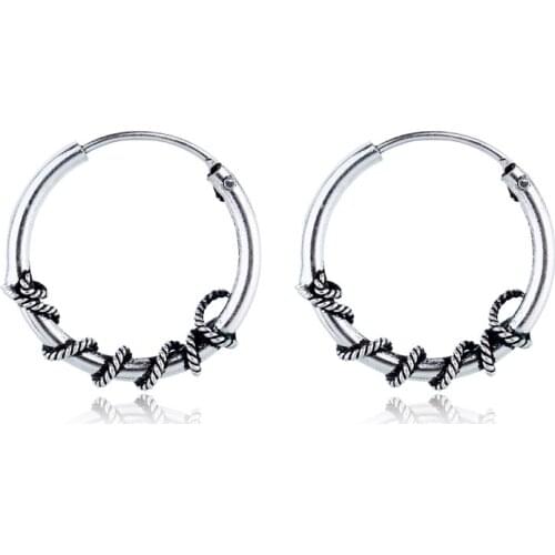 Bohemian Gypsy Tribal Hoop Earring Handmade Bali Wrap Vintage Metal Color Endless Small Circle Earrings For Women Jewelry